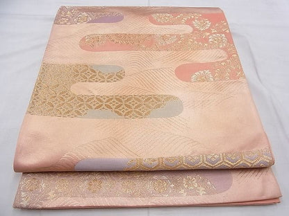 平和屋着物◎六通柄袋帯 慶長錦 霞有職文 金糸 逸品 BAAI0417if
