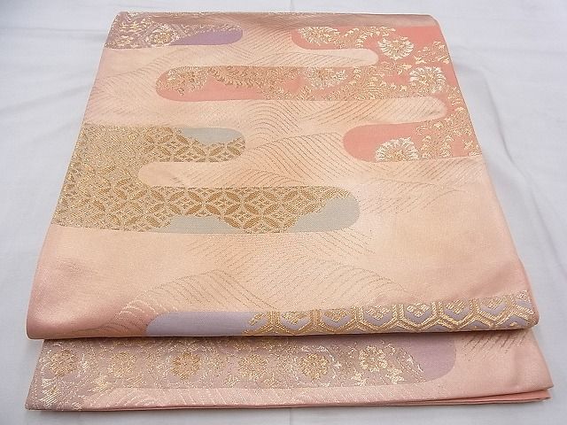 平和屋着物◎六通柄袋帯 慶長錦 霞有職文 金糸 逸品 BAAI0417if