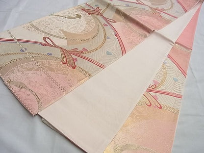 平和屋着物◎六通柄袋帯 唐織 松葉 金糸 逸品 BAAI0357du