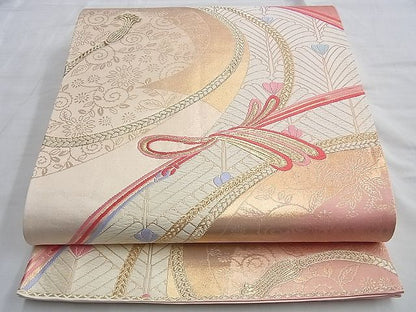 平和屋着物◎六通柄袋帯 唐織 松葉 金糸 逸品 BAAI0357du