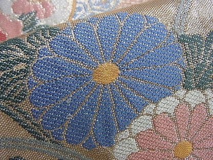 平和屋着物◎佐賀錦 六通柄袋帯 花丸文 金銀糸 逸品 BAAI0352du
