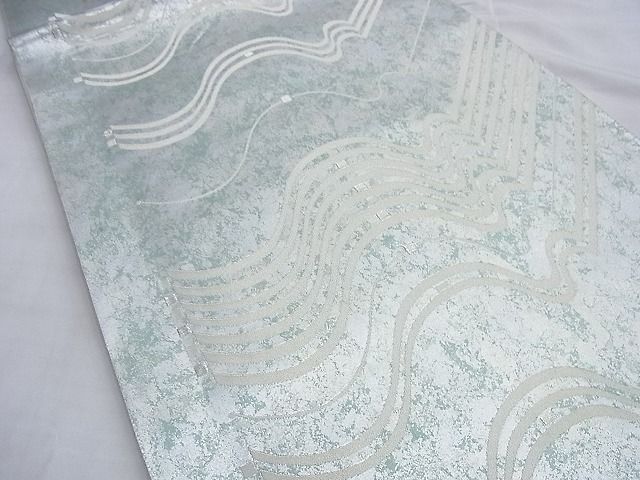 平和屋着物◎六通柄袋帯 流水文 銀糸 引箔 逸品 BAAI0378du
