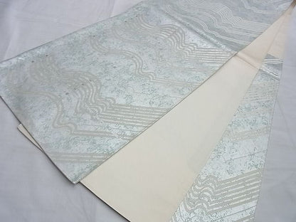 平和屋着物◎六通柄袋帯 流水文 銀糸 引箔 逸品 BAAI0378du