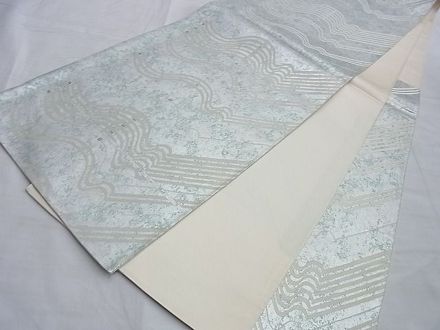 平和屋着物◎六通柄袋帯 流水文 銀糸 引箔 逸品 BAAI0378du