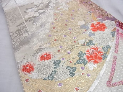 平和屋着物◎六通柄袋帯 唐織 宴幕 花鳥文 金銀糸 逸品 BAAI0381du
