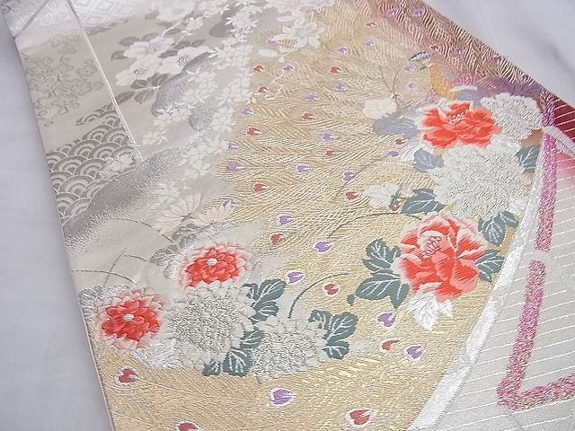 平和屋着物◎六通柄袋帯 唐織 宴幕 花鳥文 金銀糸 逸品 BAAI0381du
