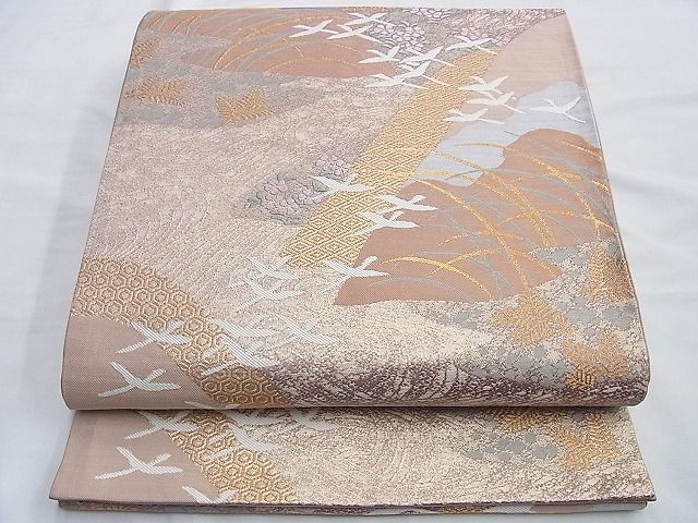 平和屋着物◎六通柄袋帯 唐織 花鳥文 金糸 逸品 BAAI0510du