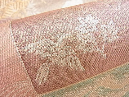 平和屋着物◎六通柄袋帯 唐織 草花文 金糸 逸品 BAAI0524du