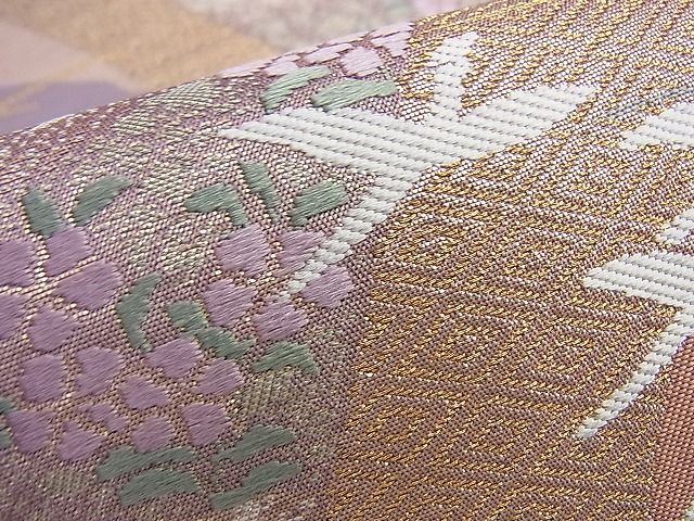 平和屋着物◎六通柄袋帯 唐織 花鳥文 金糸 逸品 BAAI0510du