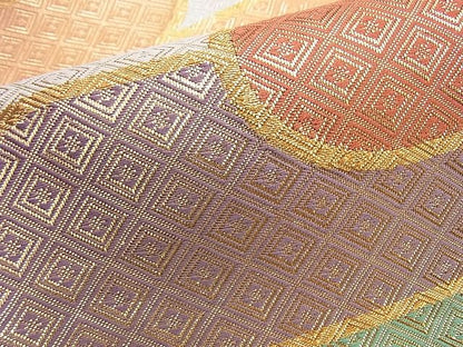 平和屋着物◎佐賀錦 六通柄袋帯 エ霞文様 金糸 逸品 BAAI0531du