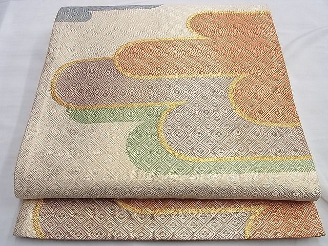 平和屋着物◎佐賀錦 六通柄袋帯 エ霞文様 金糸 逸品 BAAI0531du
