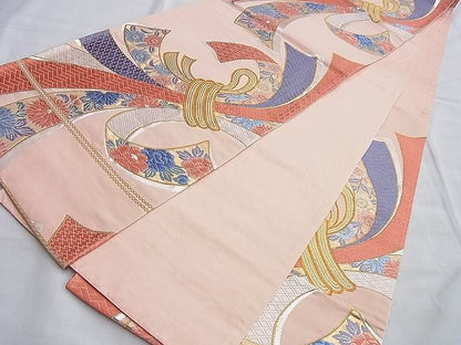 平和屋着物◎六通柄袋帯　唐織　束ね熨斗花文　金銀糸　逸品　BAAI0537du