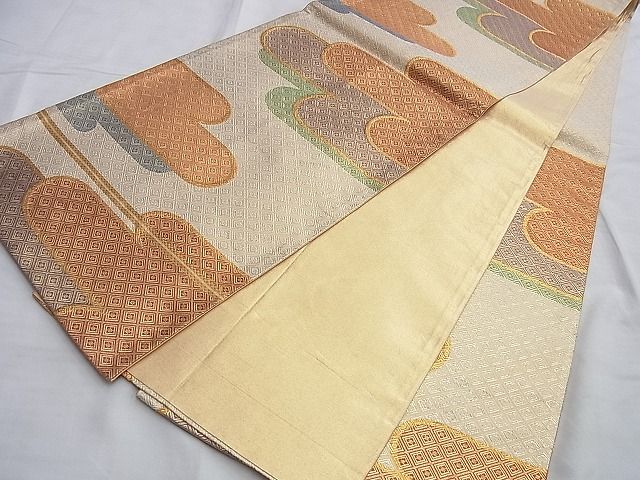 平和屋着物◎佐賀錦 六通柄袋帯 エ霞文様 金糸 逸品 BAAI0531du