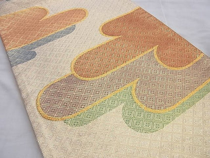 平和屋着物◎佐賀錦 六通柄袋帯 エ霞文様 金糸 逸品 BAAI0531du