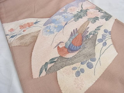 平和屋着物◎太鼓柄袋帯 花鳥文 逸品 BAAI0543du