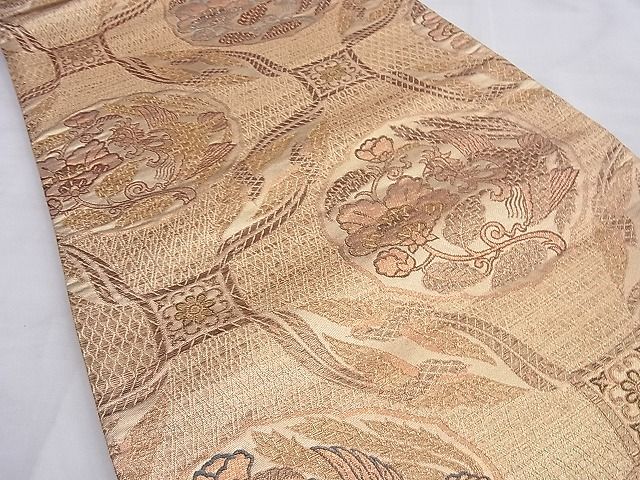 平和屋着物◎六通柄袋帯 花鳥文 金糸 逸品 BAAI0586du