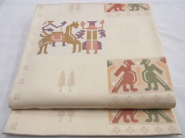 平和屋着物◎六通柄袋帯 鳥獣人物文 逸品 BAAI0577du