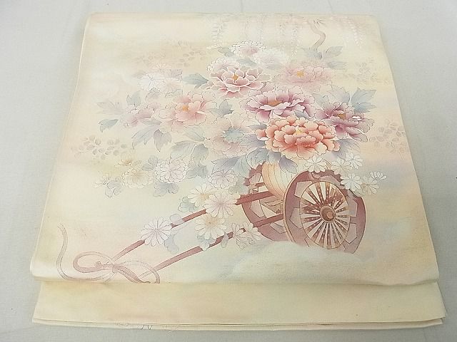平和屋着物◎西陣 高島織物謹製 六通太鼓柄袋帯 花車文 金彩 証紙付き 逸品 DAAG5096jm
