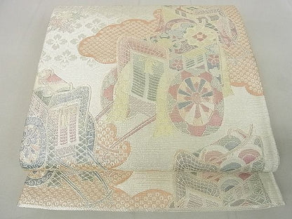 平和屋着物◎六通柄袋帯 御所車花文 逸品 DAAG5098jm