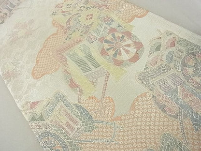 平和屋着物◎六通柄袋帯 御所車花文 逸品 DAAG5098jm