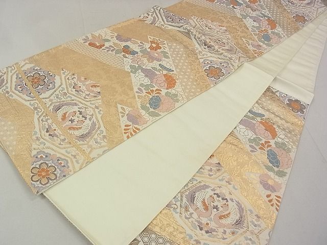平和屋着物◎六通柄袋帯 唐織 向い鳥正倉院花文 金糸 逸品 DAAG5163jm