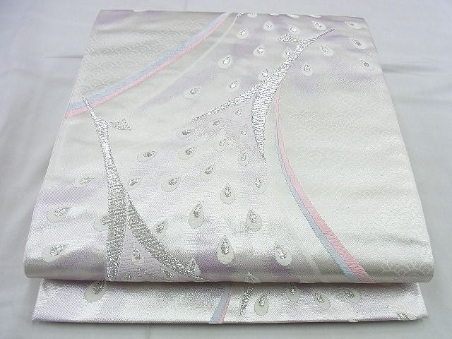 平和屋着物◎六通柄袋帯 唐織 孔雀 銀糸 逸品 BAAH2983jm