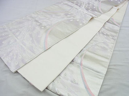 平和屋着物◎六通柄袋帯 唐織 孔雀 銀糸 逸品 BAAH2983jm