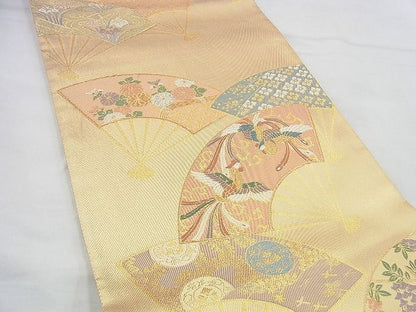 平和屋着物◎六通柄袋帯 唐織 鳳凰扇面散らし 金糸 逸品 BAAH2992jm