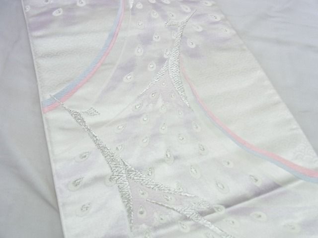 平和屋着物◎六通柄袋帯 唐織 孔雀 銀糸 逸品 BAAH2983jm