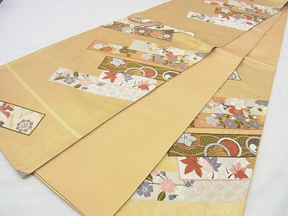 平和屋着物◎六通柄袋帯 唐織 斜取能衣文 金銀糸 逸品 BAAI4411jm