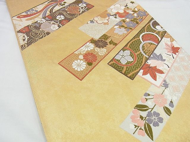平和屋着物◎六通柄袋帯 唐織 斜取能衣文 金銀糸 逸品 BAAI4411jm