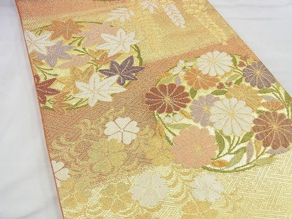 平和屋着物◎佐賀錦 六通柄袋帯 花丸文 金銀糸 逸品 BAAI4417jm