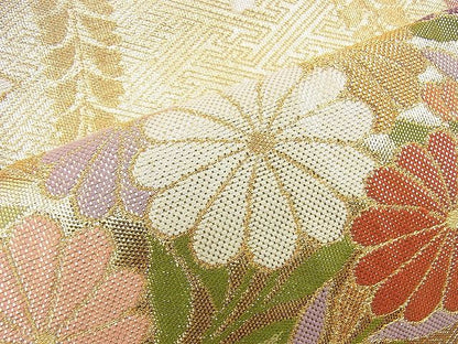 平和屋着物◎佐賀錦 六通柄袋帯 花丸文 金銀糸 逸品 BAAI4417jm
