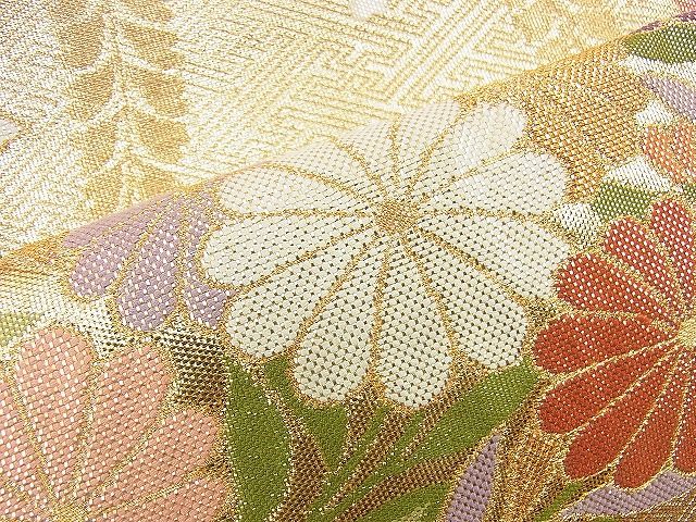 平和屋着物◎佐賀錦 六通柄袋帯 花丸文 金銀糸 逸品 BAAI4417jm