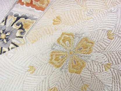 平和屋着物◎太鼓柄袋帯 唐織 花菱亀甲 金銀糸 逸品 BAAI4418jm