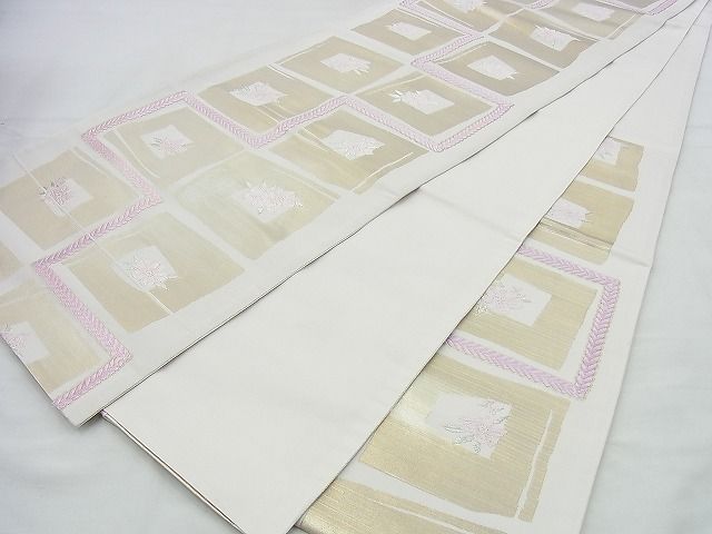 平和屋着物◎六通柄袋帯 唐織 格子花文 金糸 やまとオリジナル 逸品 BAAI4436jm