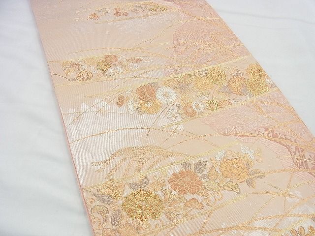 平和屋着物◎六通柄袋帯 唐織 霞秋草文 金銀糸 逸品 BAAI4432jm