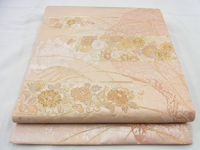 平和屋着物◎六通柄袋帯 唐織 霞秋草文 金銀糸 逸品 BAAI4432jm