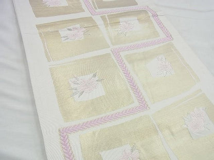 平和屋着物◎六通柄袋帯 唐織 格子花文 金糸 やまとオリジナル 逸品 BAAI4436jm