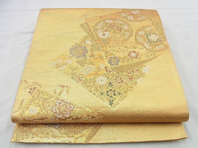 平和屋着物◎六通柄袋帯 有職色紙散らし 金糸 逸品 BAAI4451jm