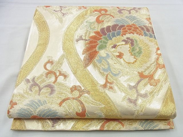 平和屋着物◎六通柄袋帯 鳳凰立涌文様 金糸 逸品 BAAI4455jm