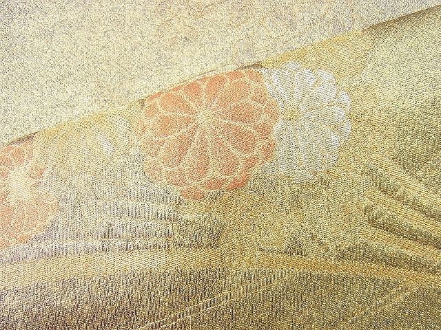 平和屋着物◎六通柄袋帯 作家物 扇面花文 金糸 逸品 BAAI4453jm
