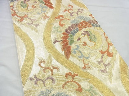 平和屋着物◎六通柄袋帯 鳳凰立涌文様 金糸 逸品 BAAI4455jm