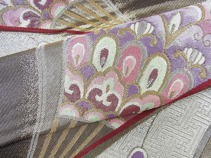 平和屋着物◎六通柄袋帯 扇面華文 金糸逸品 BAAI4452jm