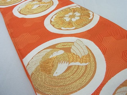 平和屋着物◎六通柄袋帯 唐織 鳳凰花丸文 金糸 逸品 DAAH4021cf