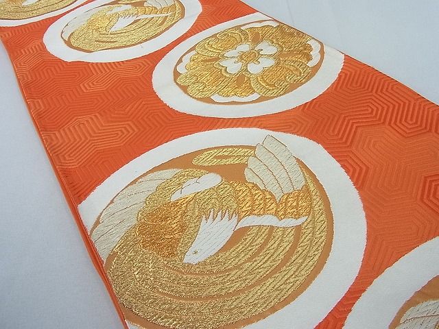 平和屋着物◎六通柄袋帯 唐織 鳳凰花丸文 金糸 逸品 DAAH4021cf
