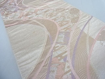 平和屋着物◎六通柄袋帯 檜扇花文 金糸 逸品 DAAH4025cf