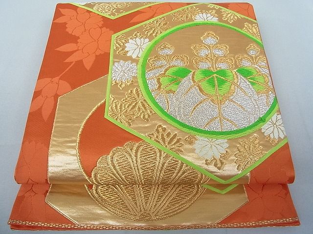 平和屋着物◎六通柄袋帯 亀甲花蝶文 金銀糸 逸品 DAAH4036cf