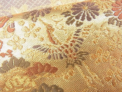 平和屋着物■六通柄袋帯 檜垣流水花鳥文 金糸 逸品 CAAG2233eg