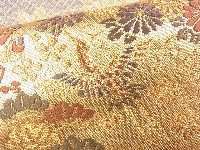 平和屋着物■六通柄袋帯 檜垣流水花鳥文 金糸 逸品 CAAG2233eg